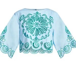 Graphic Richelieu Embroidered Top